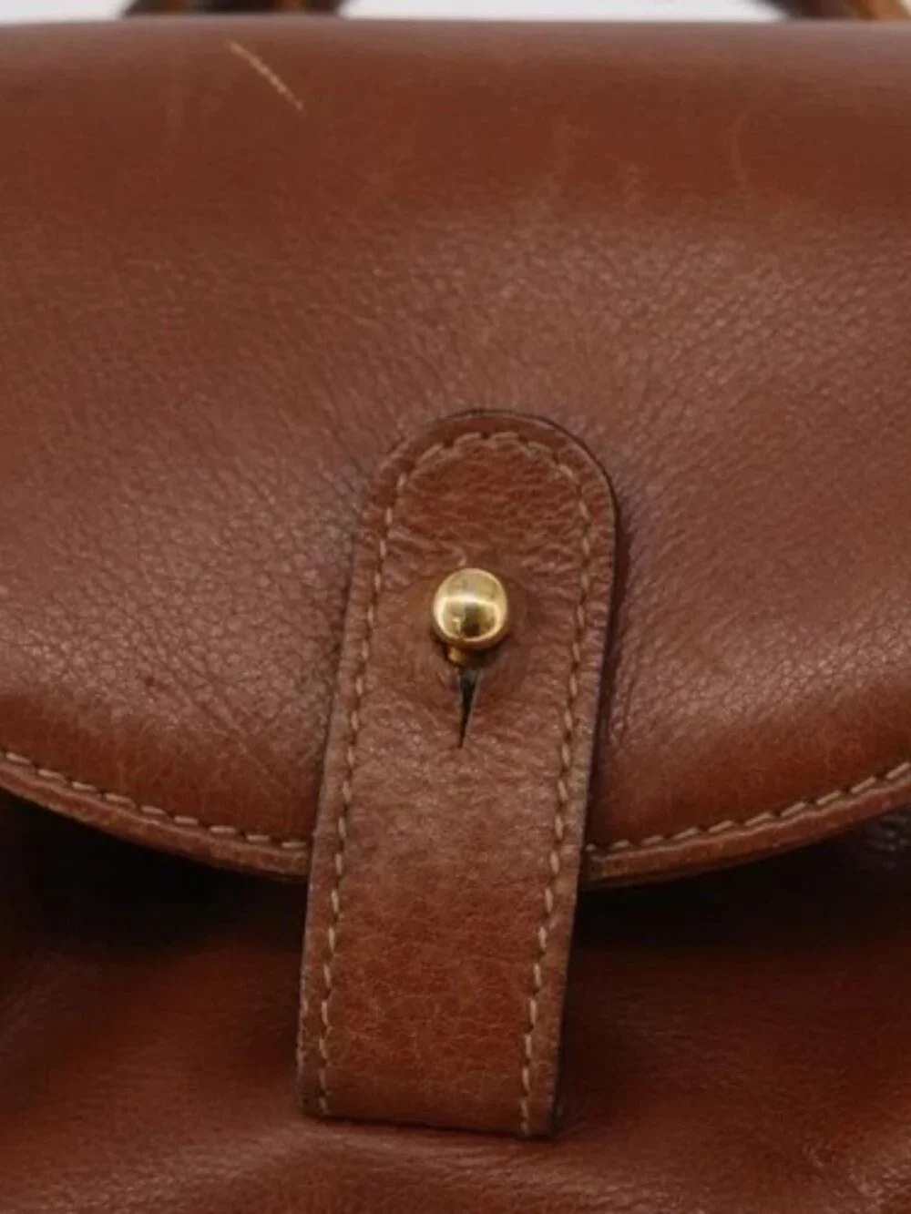 GUCCI Bamboo Mini Backpack Leather Outlet Brown Gold 003 1705 0030 Auth am11663A